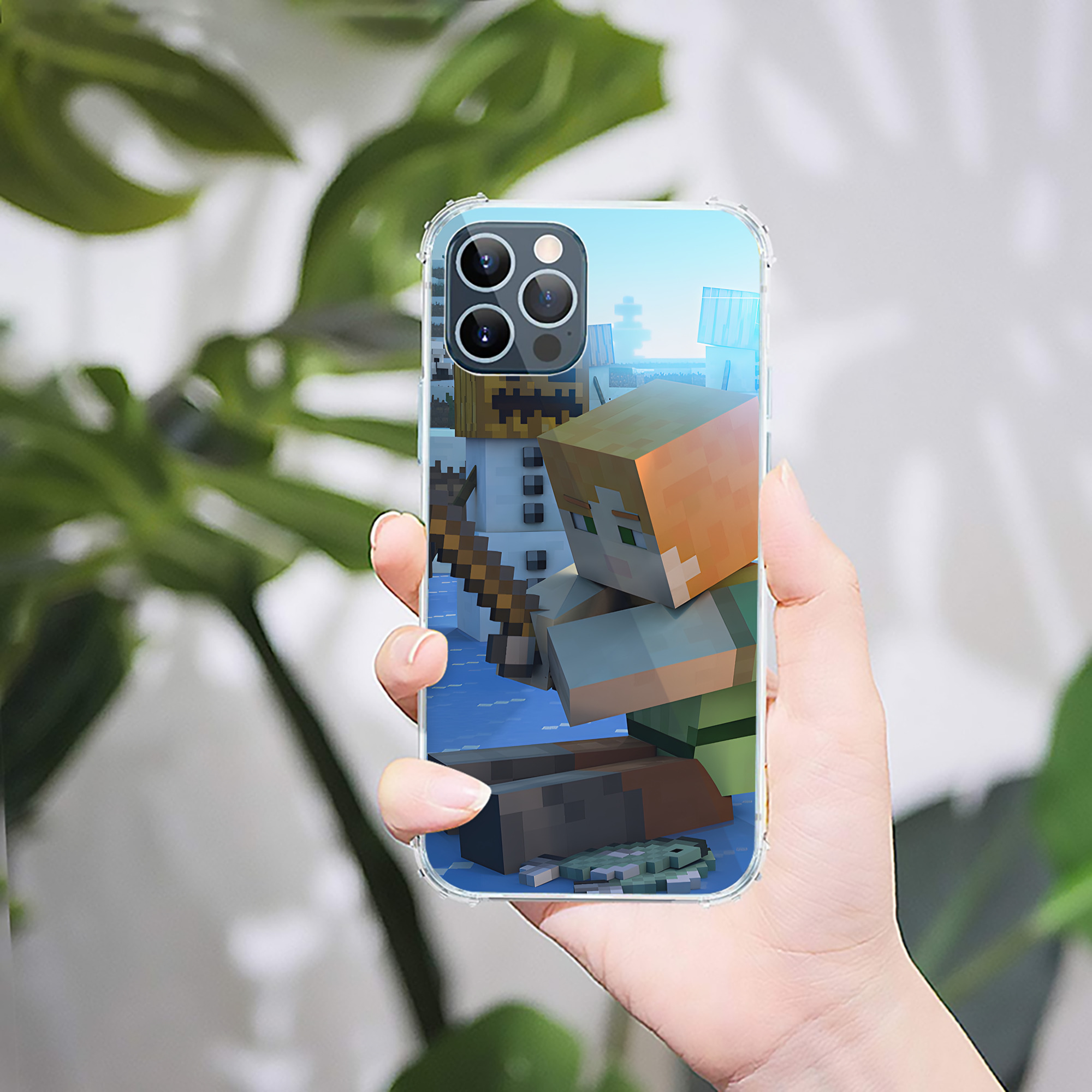 （画像用） マインクラフト ブロックの世界 Minecraft MC Block world 【iPhone 12シリーズ対応】透明スマホケース（クリアソフトケース）